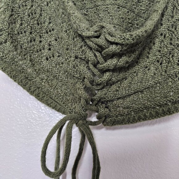 Festival M Green Crochet Top Halter Boho Wool Mohair Forest Fairy Whimsigoth - Picture 4 of 5